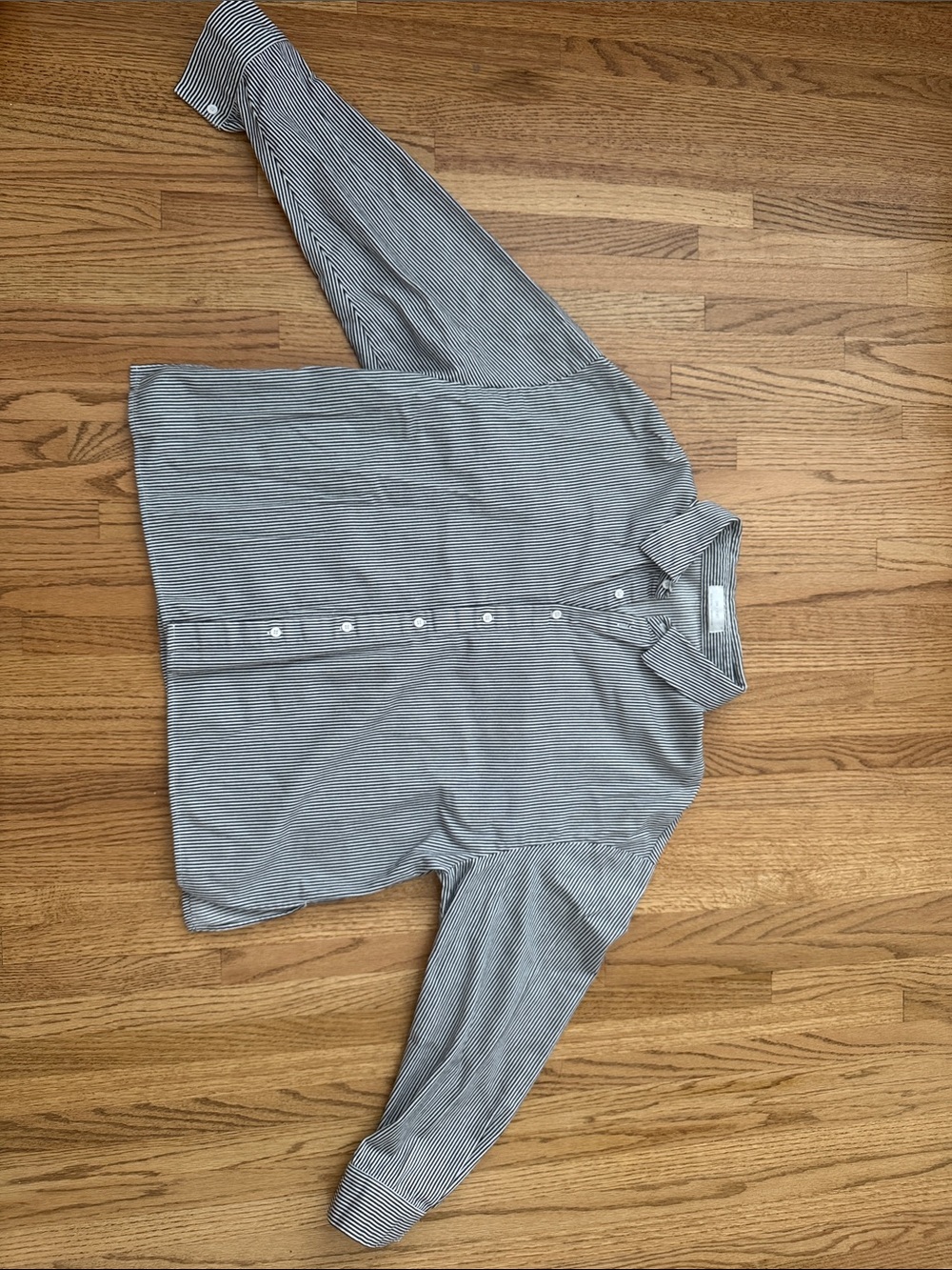 OAK + FORT Black and White Thin-Stripe Button-Down Shirt